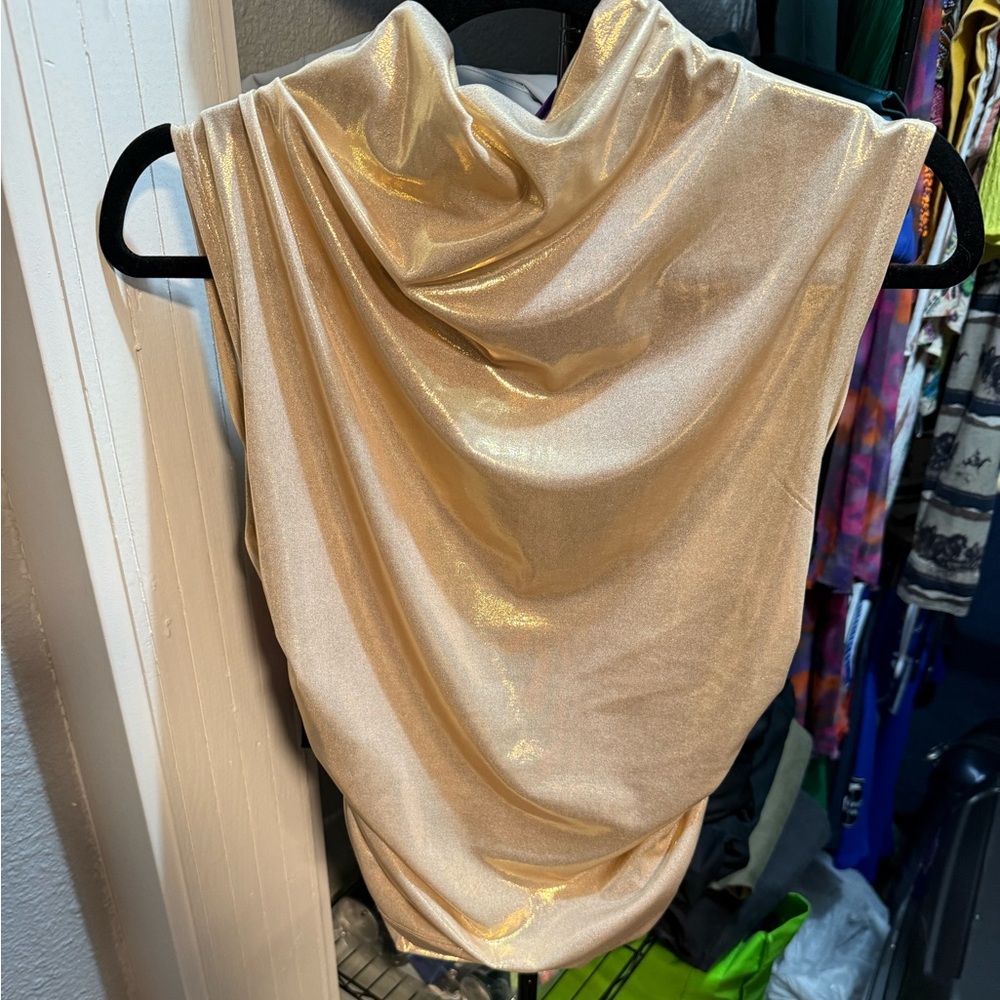 MAEVE MOCK-NECK RUCHED SHINE TANK